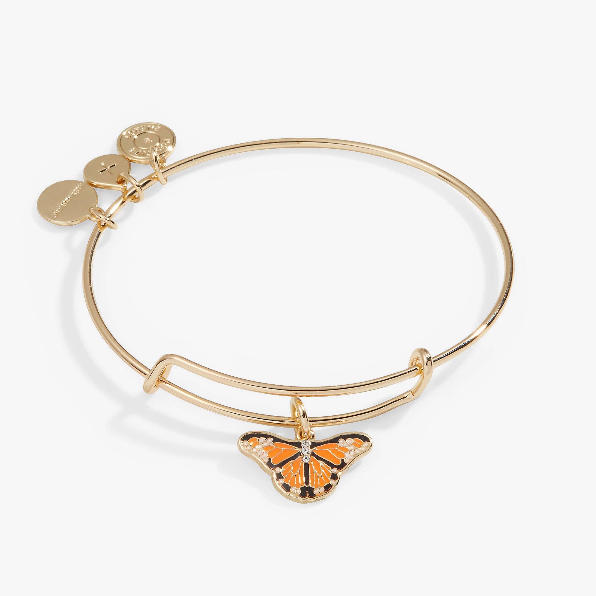 Monarch Butterfly Crystal Charm Bangle-Jewelry - Bracelets-Dear Me Southern Boutique, located in DeRidder, Louisiana