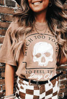 Much Too Young Cut Mock Neck Tee-Dear Me Southern Boutique, located in DeRidder, Louisiana