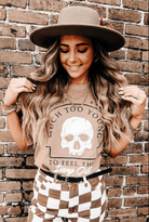 Much Too Young Cut Mock Neck Tee-Dear Me Southern Boutique, located in DeRidder, Louisiana