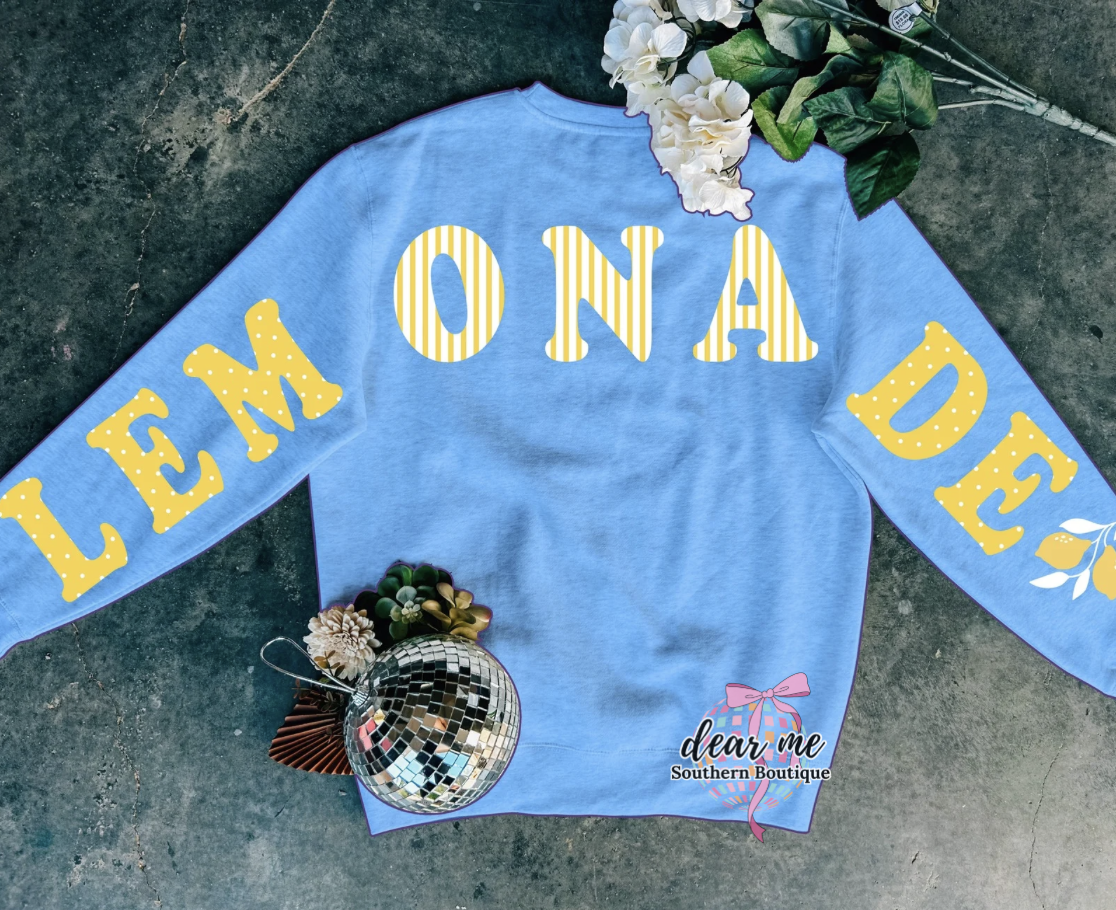 My Jesus He Be Makin Lemonade Crewneck-Presales-Dear Me Southern Boutique, located in DeRidder, Louisiana