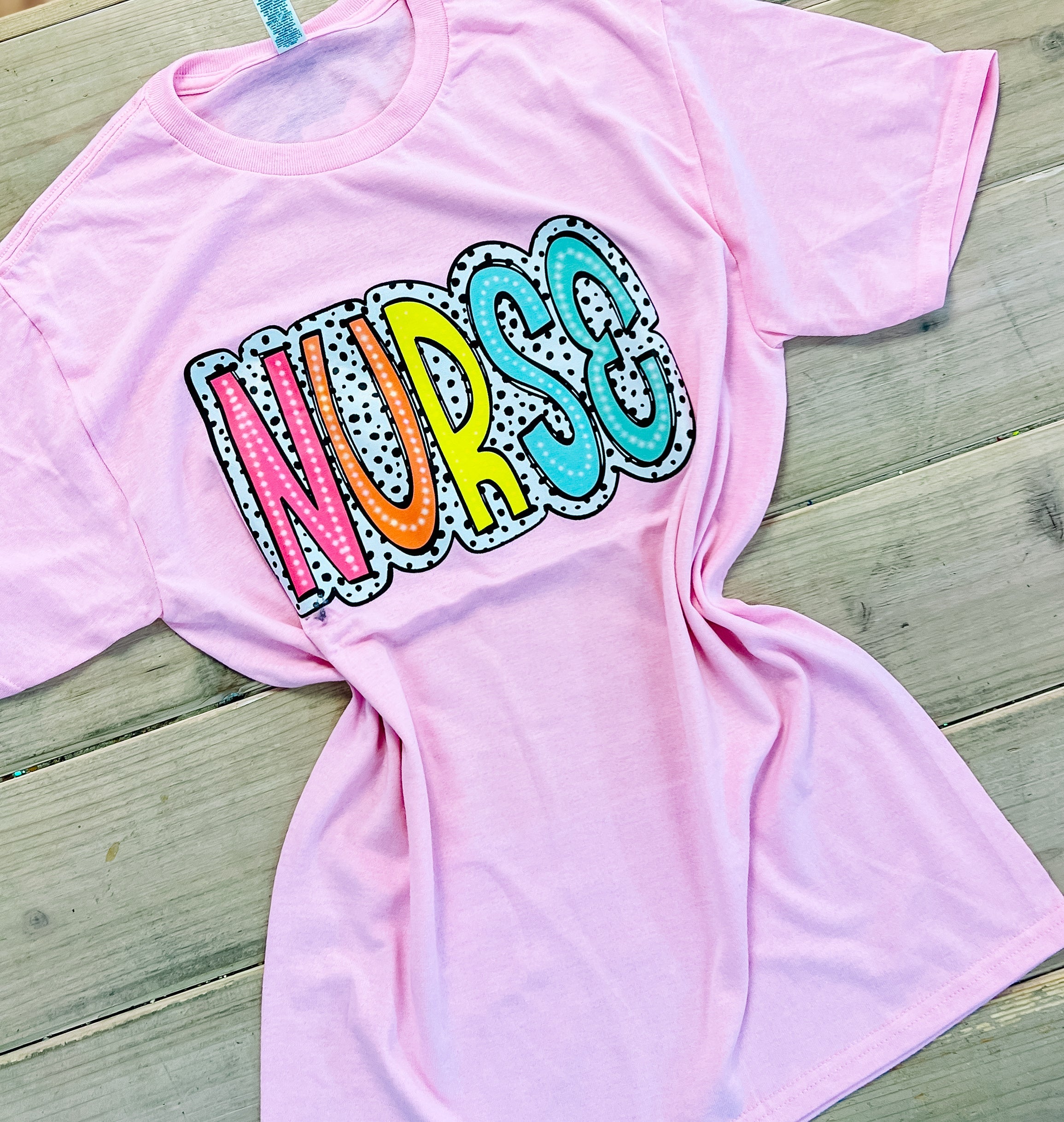 NURSE Tee - Pink-Graphic Tops-Dear Me Southern Boutique, located in DeRidder, Louisiana