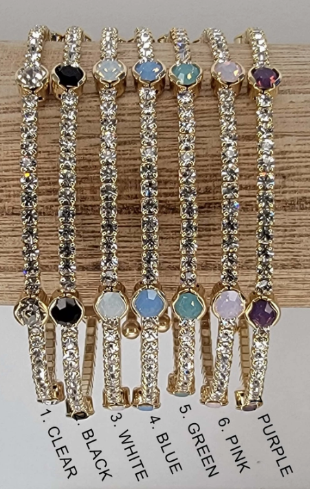 Naples Crystal Bangle - Gold Metal-Presales-Dear Me Southern Boutique, located in DeRidder, Louisiana