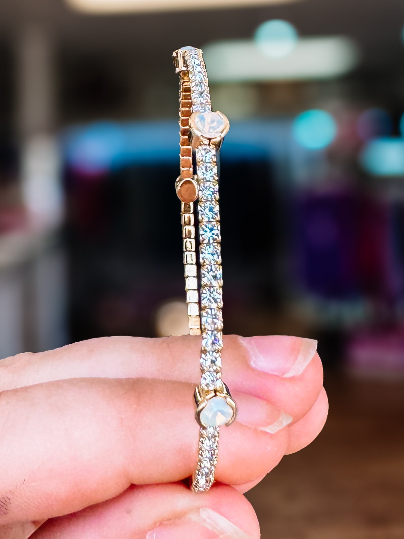 Naples Crystal Bangle - Silver Metal-Bracelets-Dear Me Southern Boutique, located in DeRidder, Louisiana