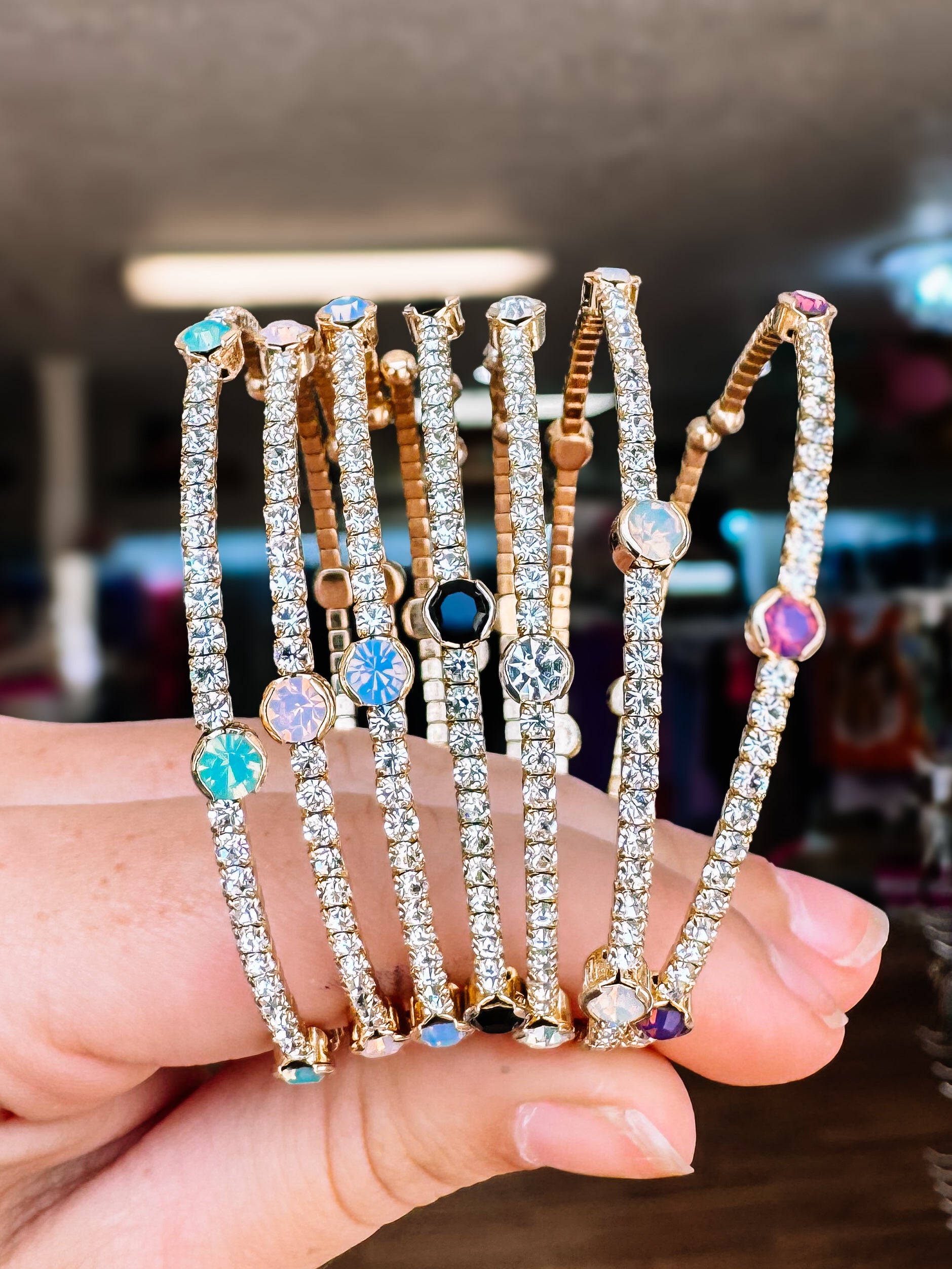 Naples Crystal Bangle - Silver Metal-Bracelets-Dear Me Southern Boutique, located in DeRidder, Louisiana