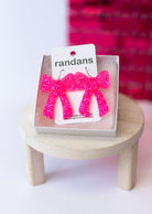 Neon Pink Coquette Bow Randans-Earrings-Dear Me Southern Boutique, located in DeRidder, Louisiana