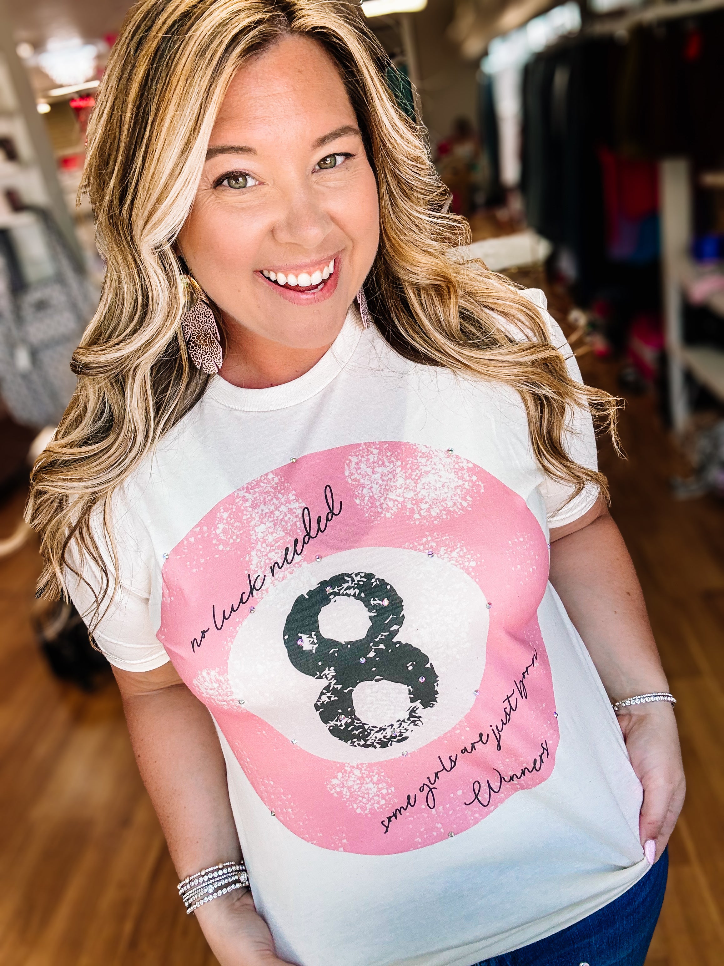 No Luck Needed Bougie Rhinestone Tee-Tees-Dear Me Southern Boutique, located in DeRidder, Louisiana