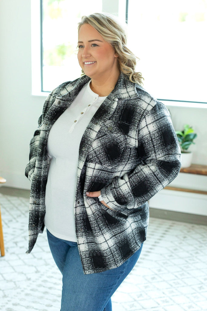 Norah Plaid Shacket - Quilted Black-Dear Me Southern Boutique, located in DeRidder, Louisiana