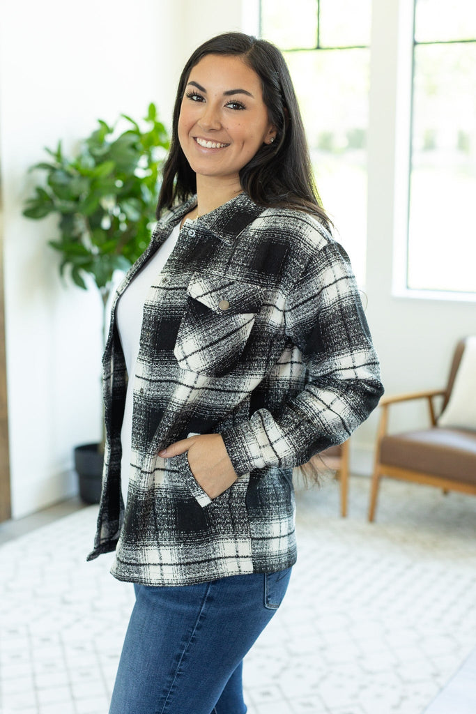 Norah Plaid Shacket - Quilted Black-Dear Me Southern Boutique, located in DeRidder, Louisiana