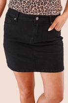 Nova Denim Skirt -Black-Dear Me Southern Boutique, located in DeRidder, Louisiana