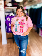 Nutcracker Vibes Sequin Embroidered Oversized Tee-Graphic Tops-Dear Me Southern Boutique, located in DeRidder, Louisiana