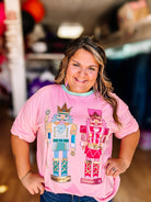 Nutcracker Vibes Sequin Embroidered Oversized Tee-Graphic Tops-Dear Me Southern Boutique, located in DeRidder, Louisiana