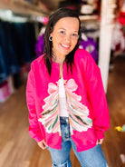 Oh Pinkmas Tree Cut-Up Sweatshirt Cardigan-Graphic Tops-Dear Me Southern Boutique, located in DeRidder, Louisiana