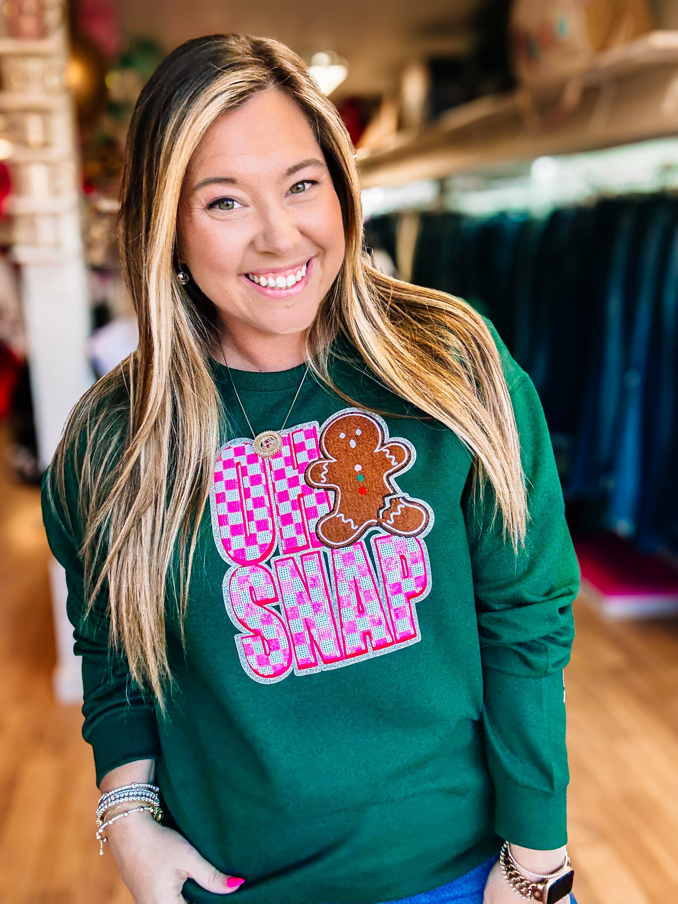 Oh Snap! Gingerbread Pullover-Graphic Tops-Dear Me Southern Boutique, located in DeRidder, Louisiana
