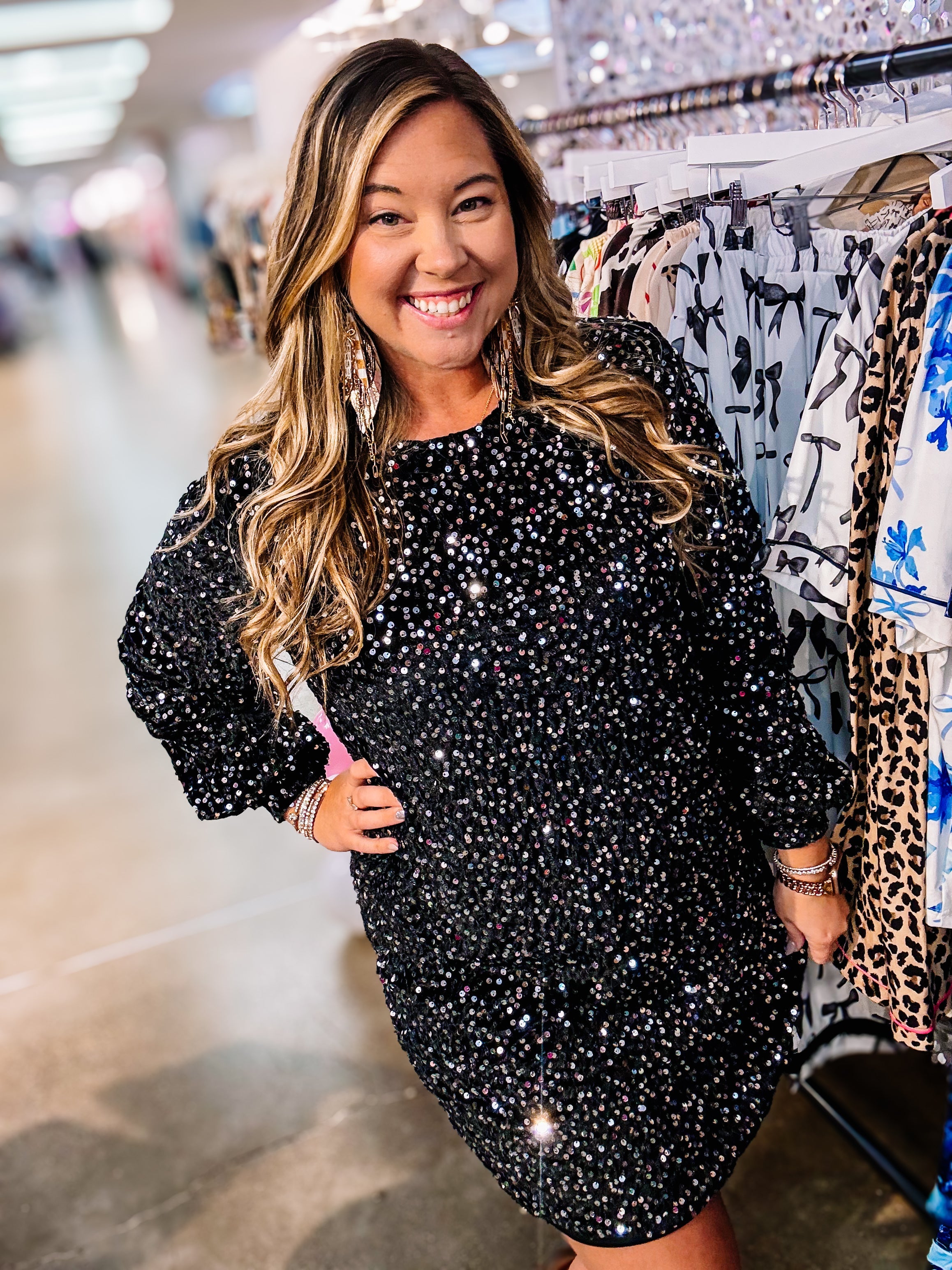 Old Flame Sequin Dress-Black-Dresses-Dear Me Southern Boutique, located in DeRidder, Louisiana