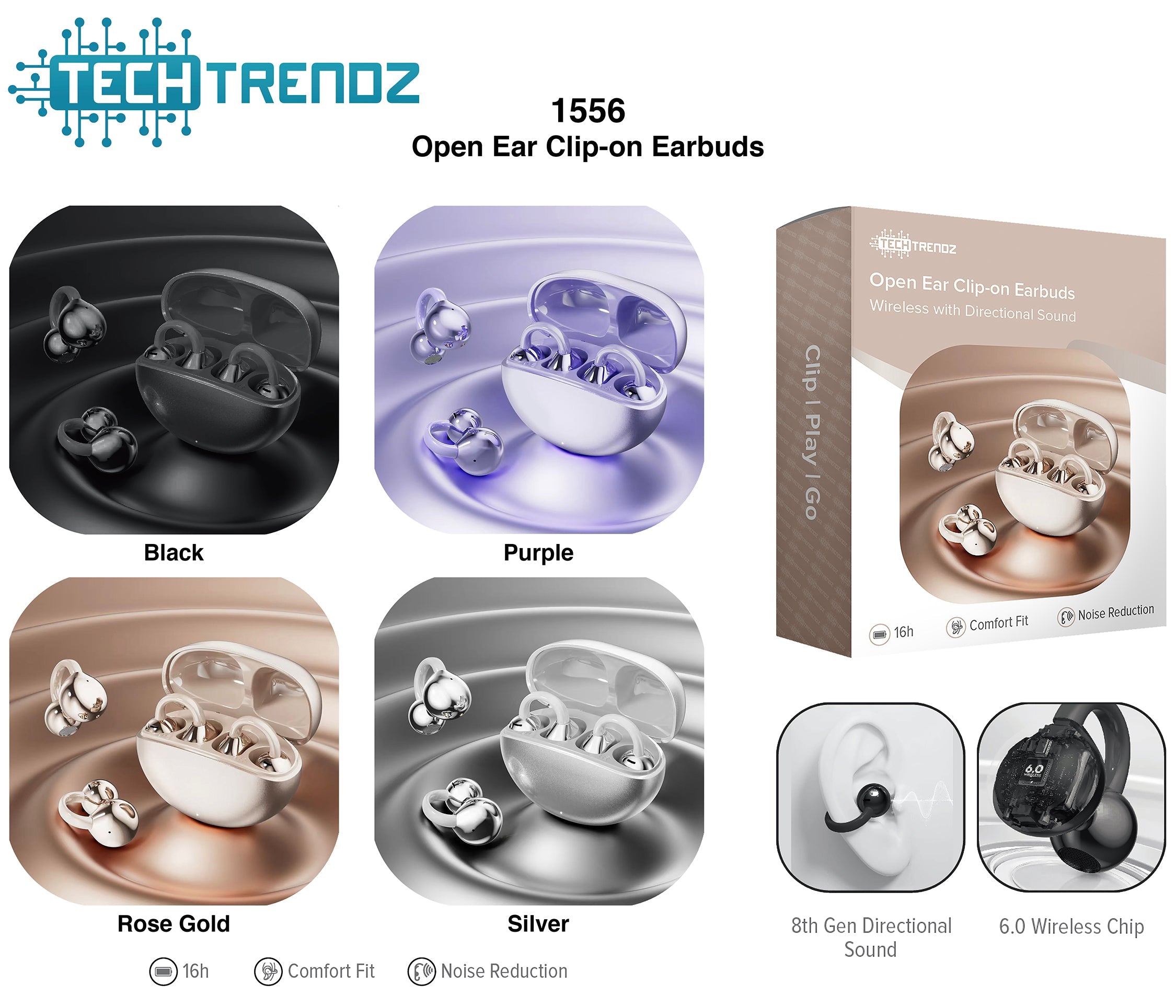 Open Ear Clip-On Earbuds-Dear Me Southern Boutique, located in DeRidder, Louisiana