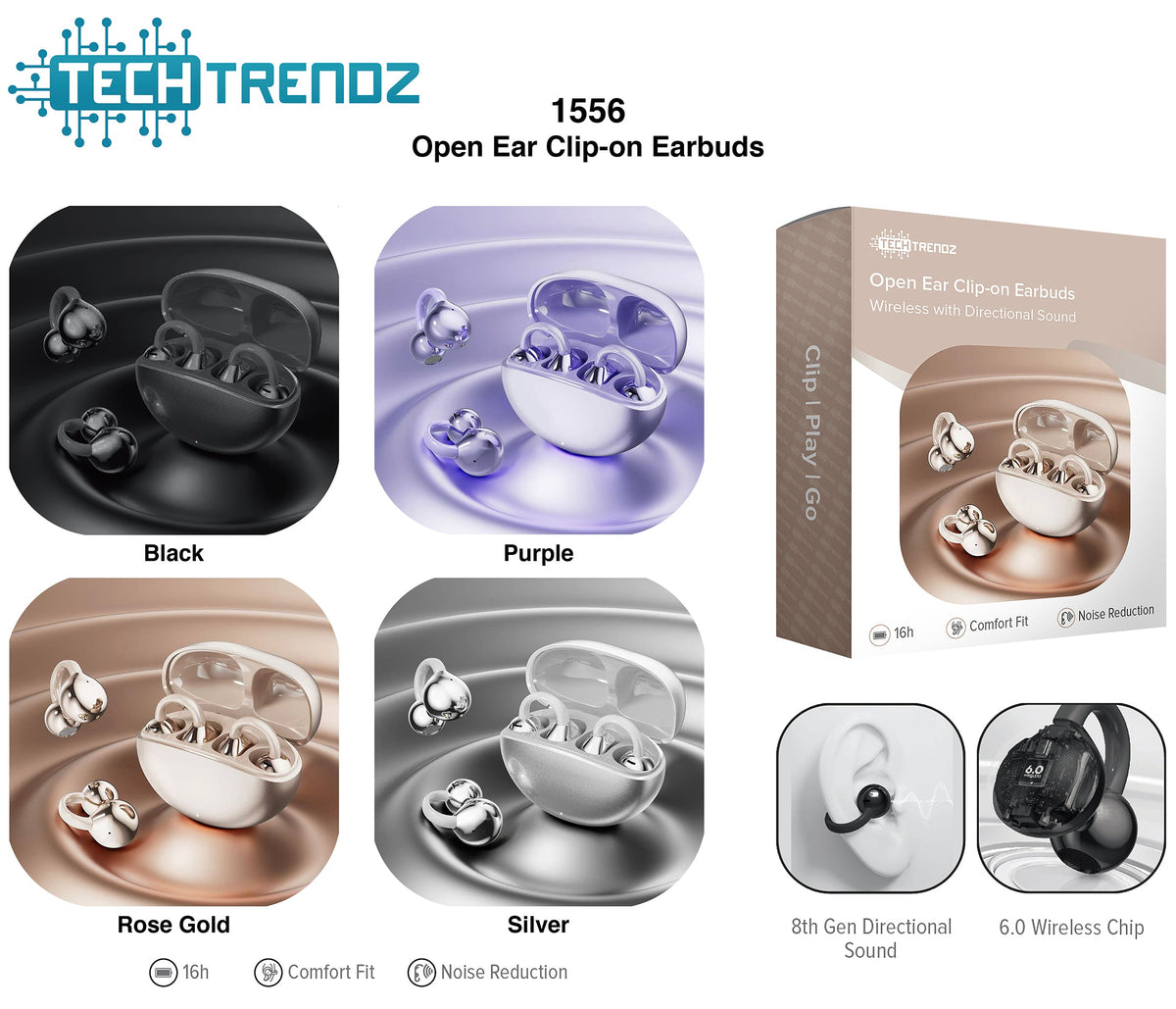 Open Ear Clip-On Earbuds-Dear Me Southern Boutique, located in DeRidder, Louisiana
