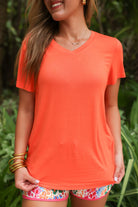 Orange Basic Tee-Graphic Tops-Dear Me Southern Boutique, located in DeRidder, Louisiana