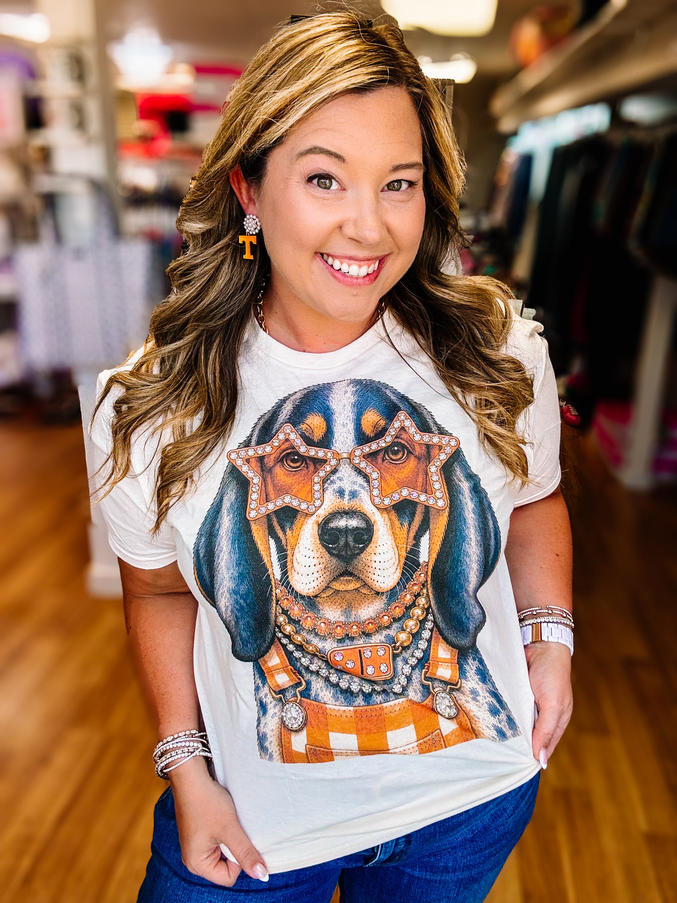 Orange Outlaw Bougie Rhinestone Tee-Presales-Dear Me Southern Boutique, located in DeRidder, Louisiana