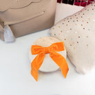 Orange Velvet Barrette Clip Bow-Hair Clips-Dear Me Southern Boutique, located in DeRidder, Louisiana