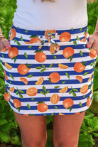 Orange Voyage Striped Everyday Skort-Skort-Dear Me Southern Boutique, located in DeRidder, Louisiana