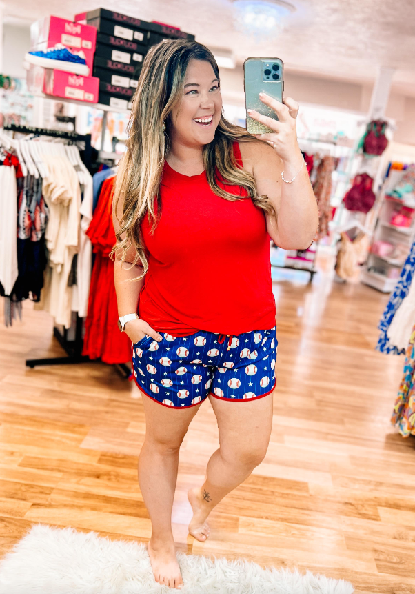 Out Of Your League Baseball Everyday Drawstring Shorts-Athletic Bottoms-Dear Me Southern Boutique, located in DeRidder, Louisiana