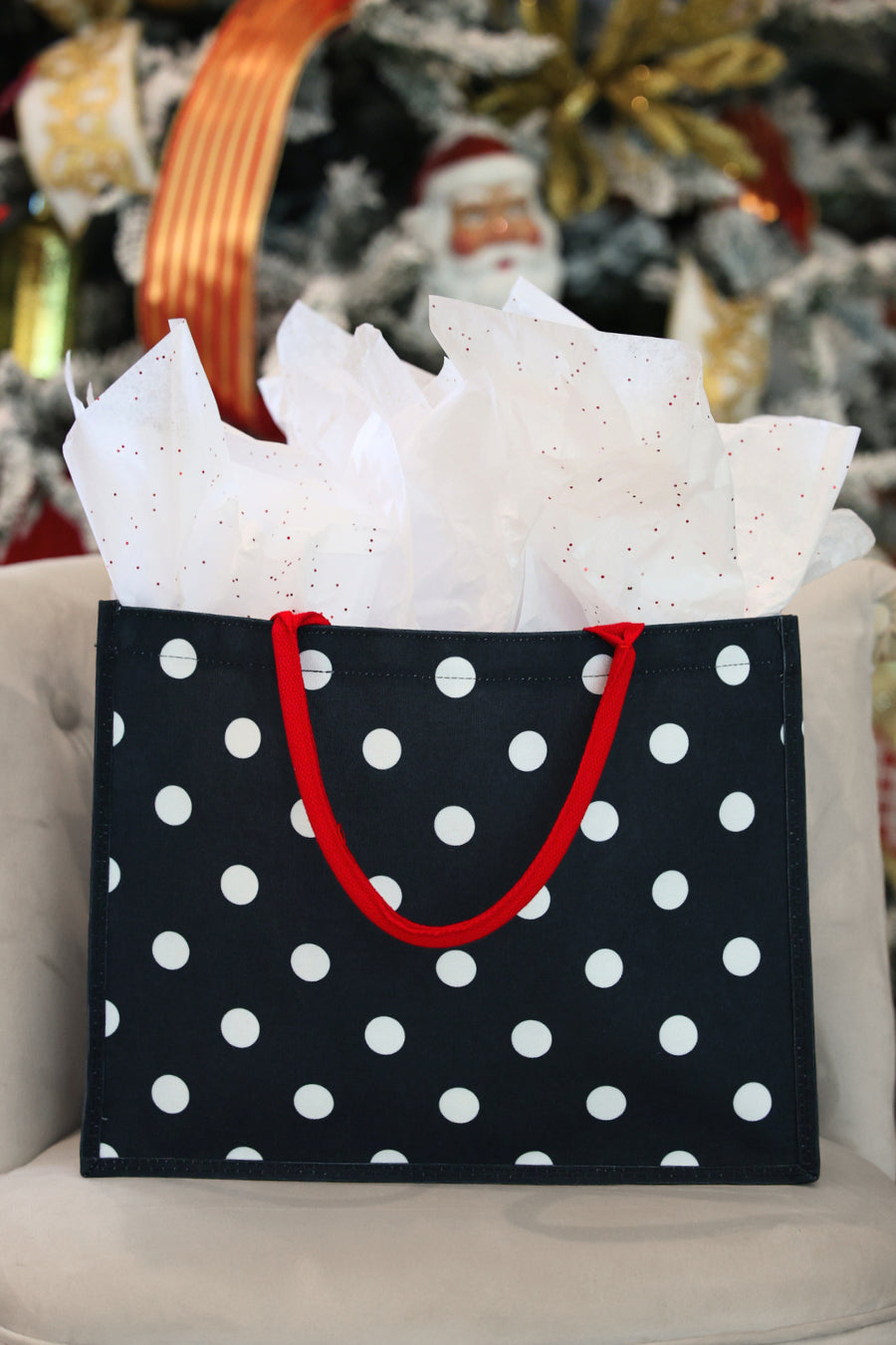 PREORDER- After Dark Polka Dot Tote Bag-Presales-Dear Me Southern Boutique, located in DeRidder, Louisiana