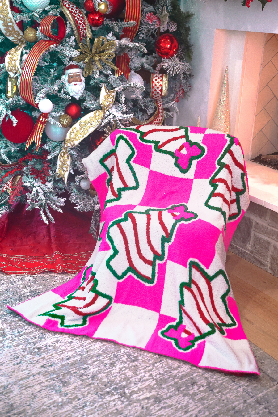 PREORDER- Checkered Bow Christmas Treat Blanket-Blanket-Dear Me Southern Boutique, located in DeRidder, Louisiana