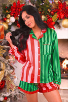 PREORDER- Christmas Stripes Ruffle Pajama Set-Apparel Set-Dear Me Southern Boutique, located in DeRidder, Louisiana