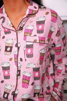 PREORDER- Coffee Date Ruffle Pajama Set-Apparel Set-Dear Me Southern Boutique, located in DeRidder, Louisiana