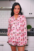 PREORDER- Coffee Date Ruffle Pajama Set-Apparel Set-Dear Me Southern Boutique, located in DeRidder, Louisiana