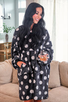 PREORDER- Cozy Blanket Hoodie- After Dark Polka Dot-Presales-Dear Me Southern Boutique, located in DeRidder, Louisiana