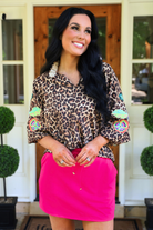 PREORDER- Donna Embroidered Top- Leopard-Presales-Dear Me Southern Boutique, located in DeRidder, Louisiana