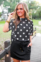 PREORDER- Emma Mesh Tee- After Dark Polka Dot-Top-Dear Me Southern Boutique, located in DeRidder, Louisiana