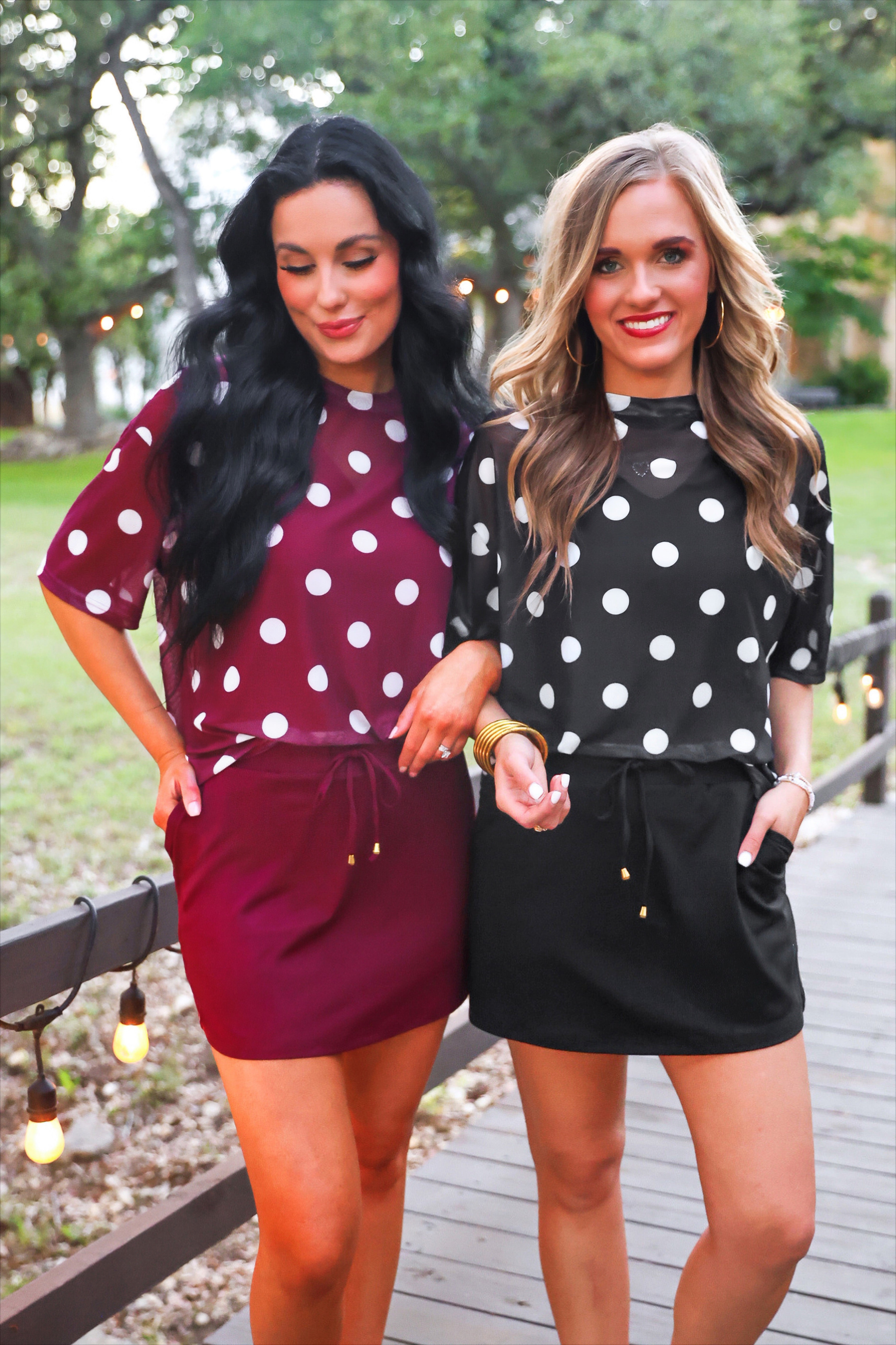 PREORDER- Emma Mesh Tee- After Dark Polka Dot-Top-Dear Me Southern Boutique, located in DeRidder, Louisiana