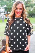 PREORDER- Emma Mesh Tee- After Dark Polka Dot-Top-Dear Me Southern Boutique, located in DeRidder, Louisiana