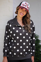 PREORDER- Everyday Pullover- After Dark Polka Dot-pullover-Dear Me Southern Boutique, located in DeRidder, Louisiana