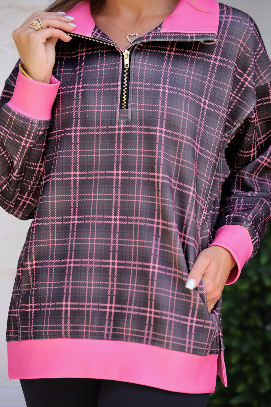 PREORDER- Everyday Pullover- Ellie Plaid-pullover-Dear Me Southern Boutique, located in DeRidder, Louisiana