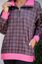 PREORDER- Everyday Pullover- Ellie Plaid-pullover-Dear Me Southern Boutique, located in DeRidder, Louisiana