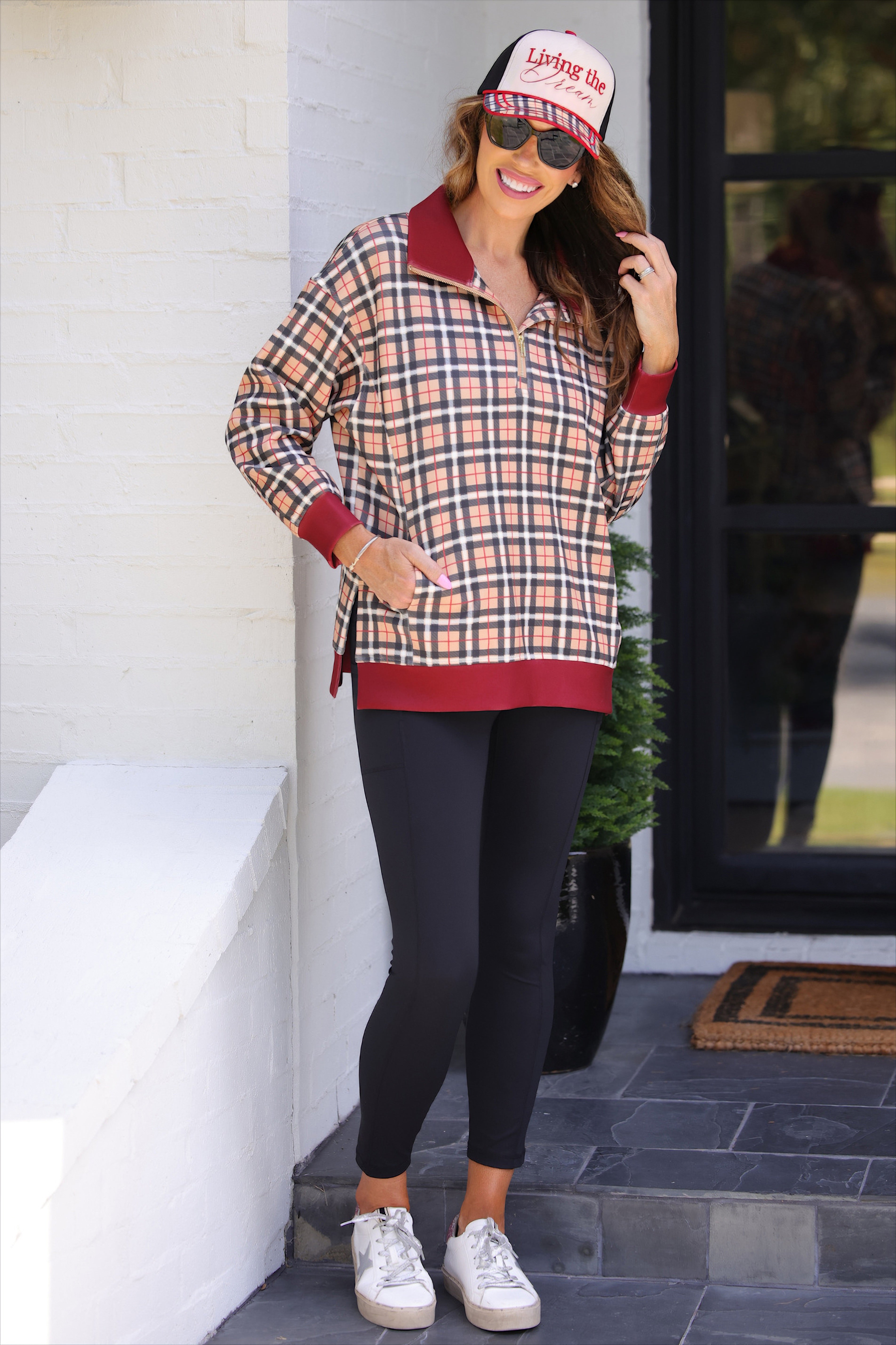 PREORDER- Everyday Pullover- Nora Plaid-pullover-Dear Me Southern Boutique, located in DeRidder, Louisiana