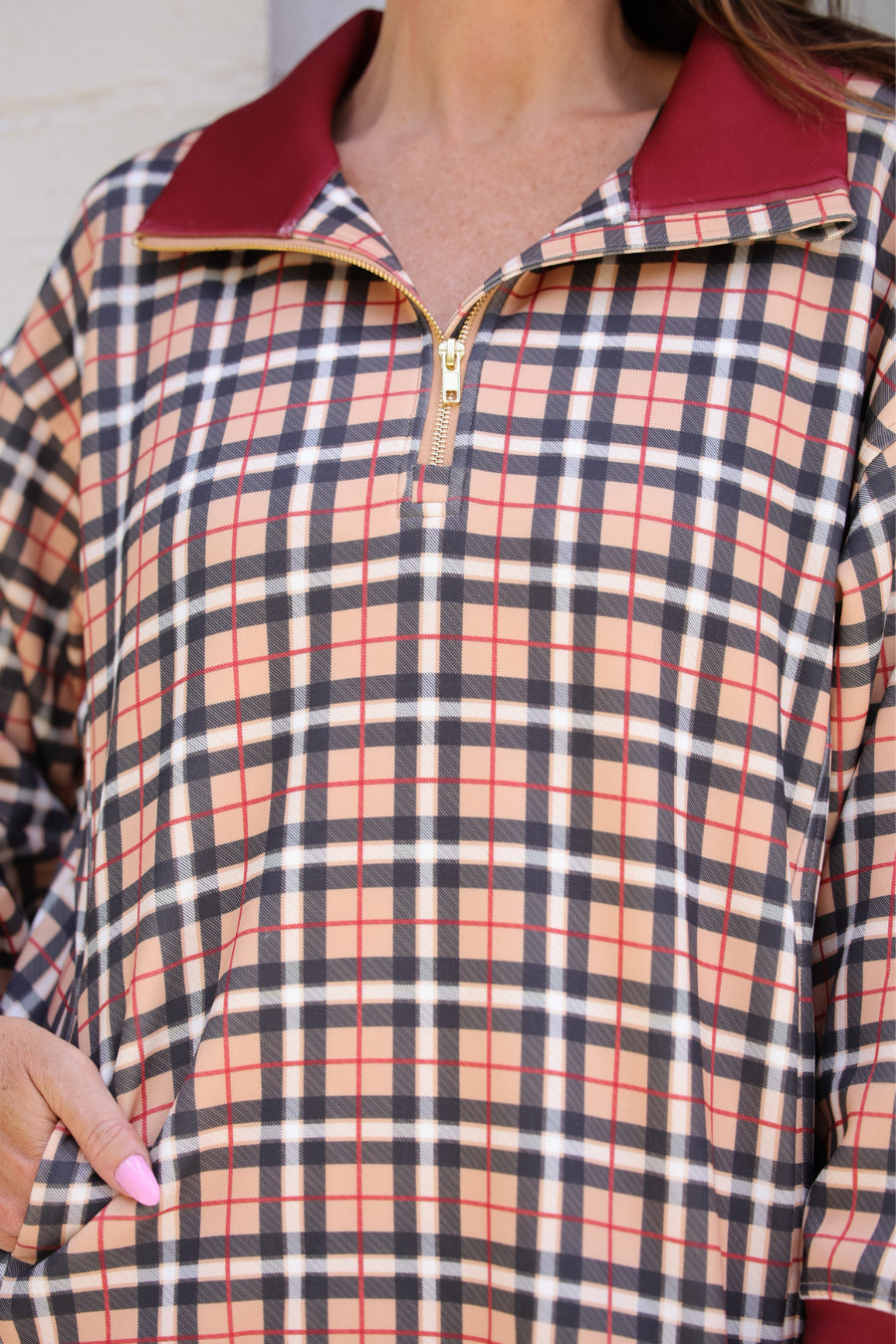 PREORDER- Everyday Pullover- Nora Plaid-pullover-Dear Me Southern Boutique, located in DeRidder, Louisiana