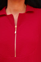 PREORDER- Ezra Textured Zipper Dress- Red-Dress-Dear Me Southern Boutique, located in DeRidder, Louisiana
