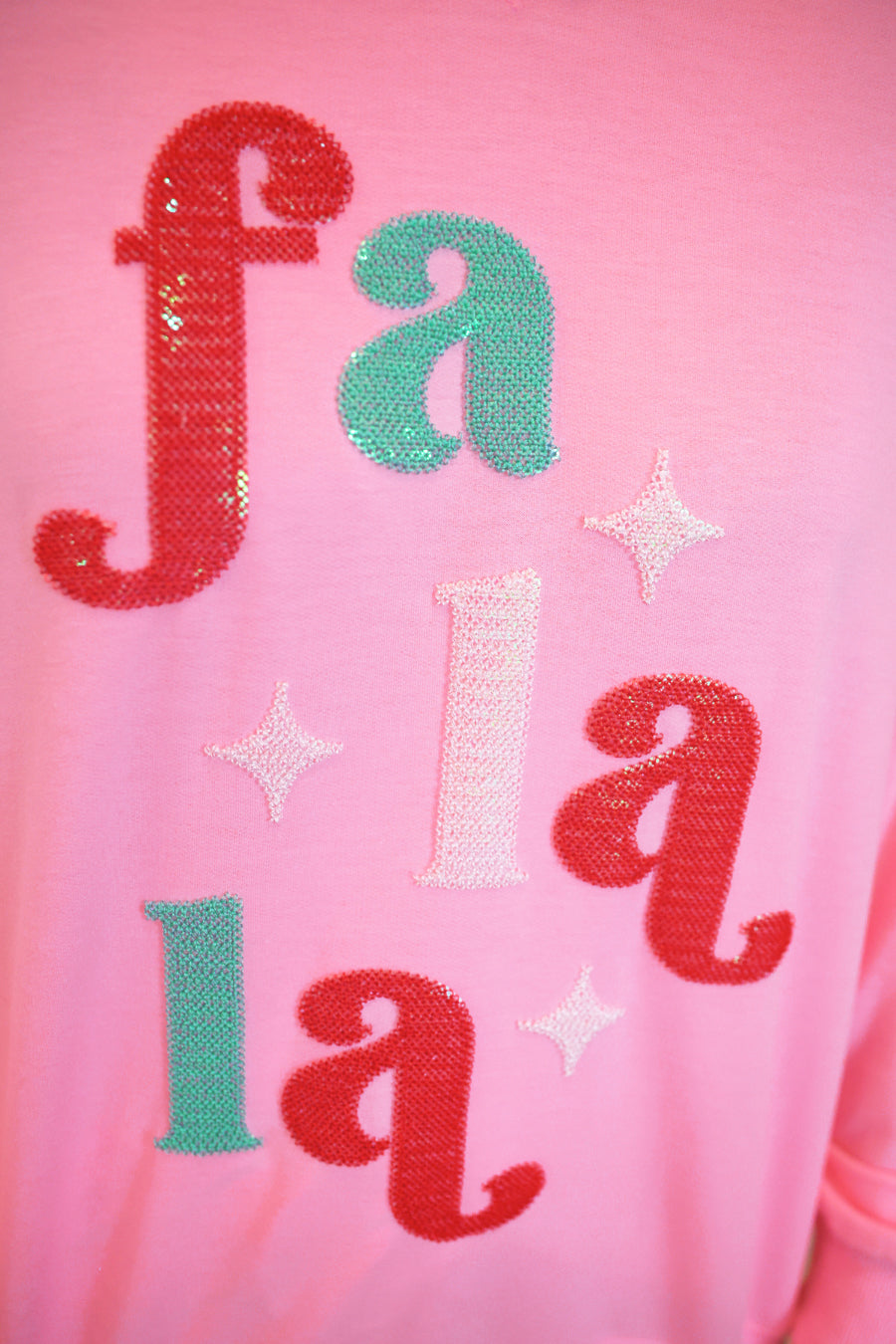 PREORDER- Fa La La French Terry Pullover-pullover-Dear Me Southern Boutique, located in DeRidder, Louisiana