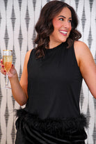 PREORDER- Feather Flirt Tank- Black-Presales-Dear Me Southern Boutique, located in DeRidder, Louisiana