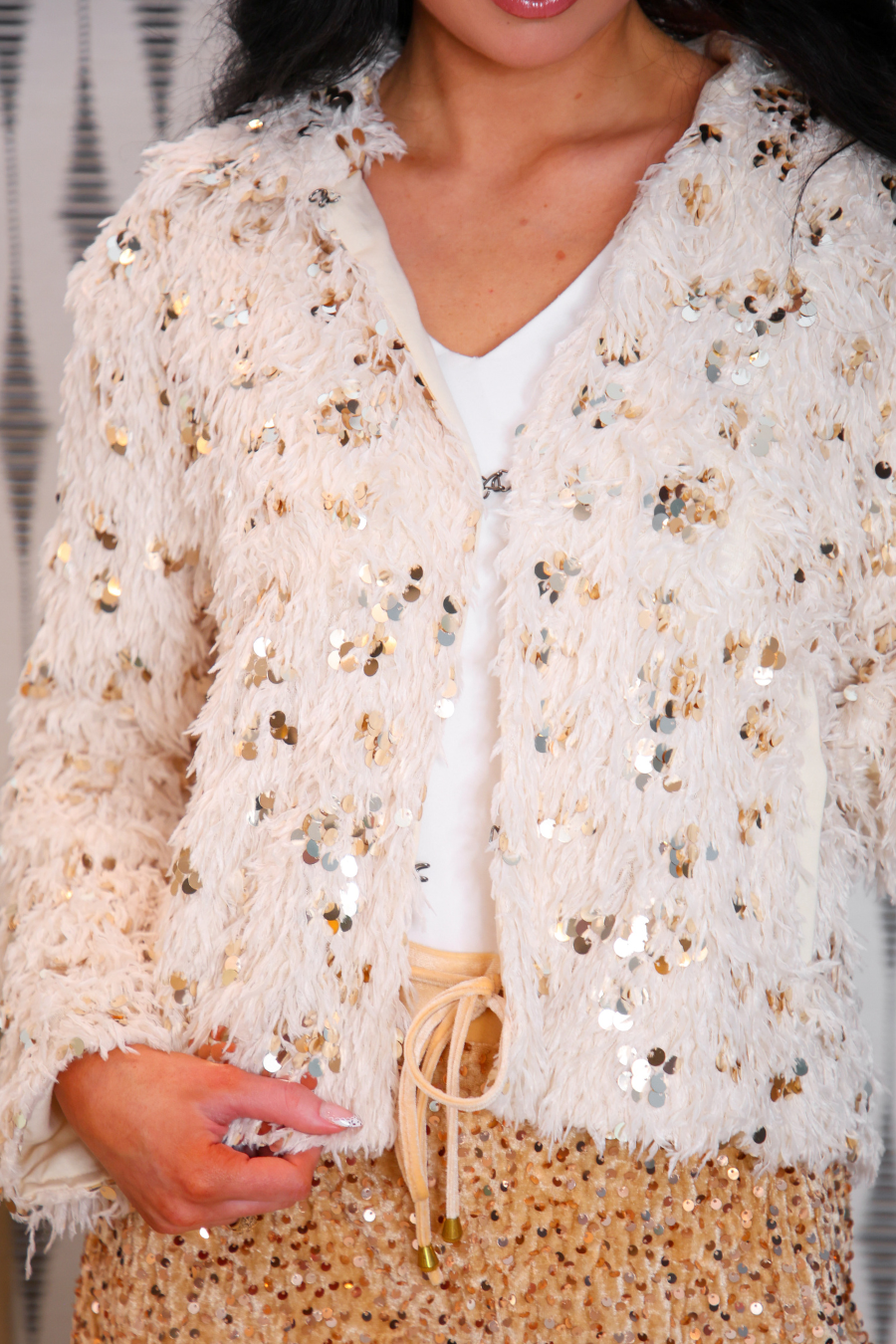 PREORDER- Feather and Shine Jacket- Cream-Presales-Dear Me Southern Boutique, located in DeRidder, Louisiana