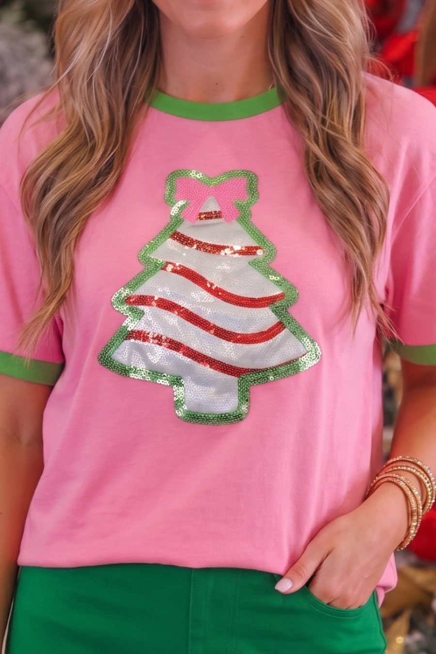 PREORDER- Foil Bow Christmas Treat Tee-Tee-Dear Me Southern Boutique, located in DeRidder, Louisiana