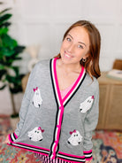 PREORDER: Gigi the Ghost Chenille Patch Cardigan-Presales-Dear Me Southern Boutique, located in DeRidder, Louisiana