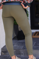 PREORDER- High Waisted Pocket Compression Leggings- Olive-Bottoms-Dear Me Southern Boutique, located in DeRidder, Louisiana