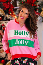 PREORDER- Holly Jolly Color Block Pullover-Pullover-Dear Me Southern Boutique, located in DeRidder, Louisiana