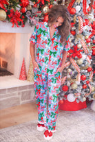 PREORDER- Jingle Bows Ruffle Pajama Set-Pajama-Dear Me Southern Boutique, located in DeRidder, Louisiana