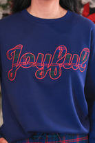 PREORDER- Joyful Plaid Patch Luxe Pullover-Pullover-Dear Me Southern Boutique, located in DeRidder, Louisiana